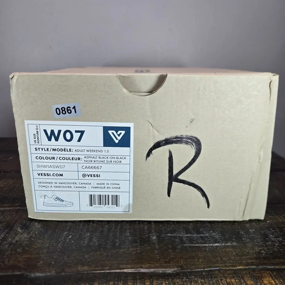 Vessi Weekend 1.5 Sneaker Womens Size 7 Waterproof Shoes Asphalt Black Black